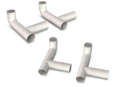 Various White Plastic Pipes In Curved L Shaped And T Shaped Plumbing Fittings 3d model