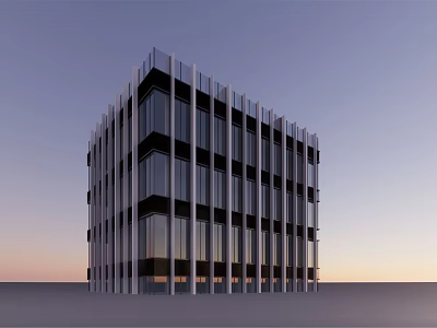 Modern Building Facade Featuring Glass Curtain Wall And Metal Frames For Multi Storey Structure 3d model