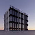 Modern Building Facade Featuring Glass Curtain Wall And Metal Frames For Multi Storey Structure 3d model