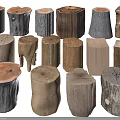 Rustic Tree Stump Wooden Stools with Natural Wood Texture and Various Designs