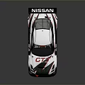 Nissan GT3 Race Car With White Body Green Red Accents And Rear Wing