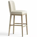 Light Wood Frame Bar Stool With Upholstered Seat And Backrest 3d model