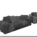 Stylish Two Seater Sofa With Decorative Pillows And Cozy Blanket In Modern Living Room Interior