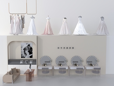 Wedding dress shop dressing table wedding dress shop selection area wedding dress display 3d model