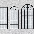 Rectangular Arched And Large Arched Black Frame Glass Windows For Modern Interior