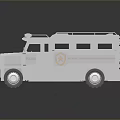 White Armored Military Vehicle Model With Badge Windows and Roof Structure