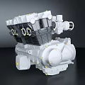 Motorcycle Engine Detailed Mechanical Structure With Cylinder Crankcase Gears And Metal Bolts