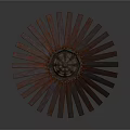 Industrial Mechanical Equipment With Rusted Metal Blades And Radial Structure