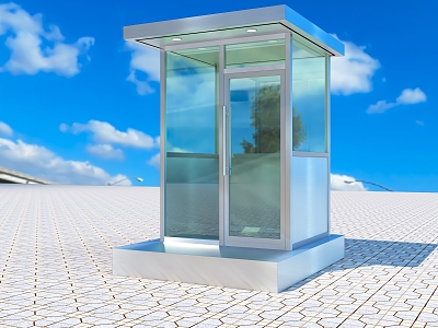 Modern Security Pavilion White Steel Post 3d model