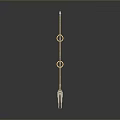 Golden Trident Weapon Design With Long Pole Circular Decorations And Three Pronged Head