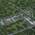 School Campus Architecture with Lush Green Landscape and River Surroundings