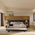 Modern Bedroom Interior Design With King Size Bed Headboard And Floor Curtains