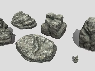 Natural Wood and Stone Decorative Pieces Featuring Unique Organic Textured Surfaces 3d model