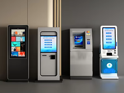 All in One Self Service Kiosks with Various Designs and Screens for Commercial Areas 3d model