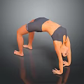 Woman Doing Yoga Bridge Pose In Grey Sportswear With Hands And Feet On Floor