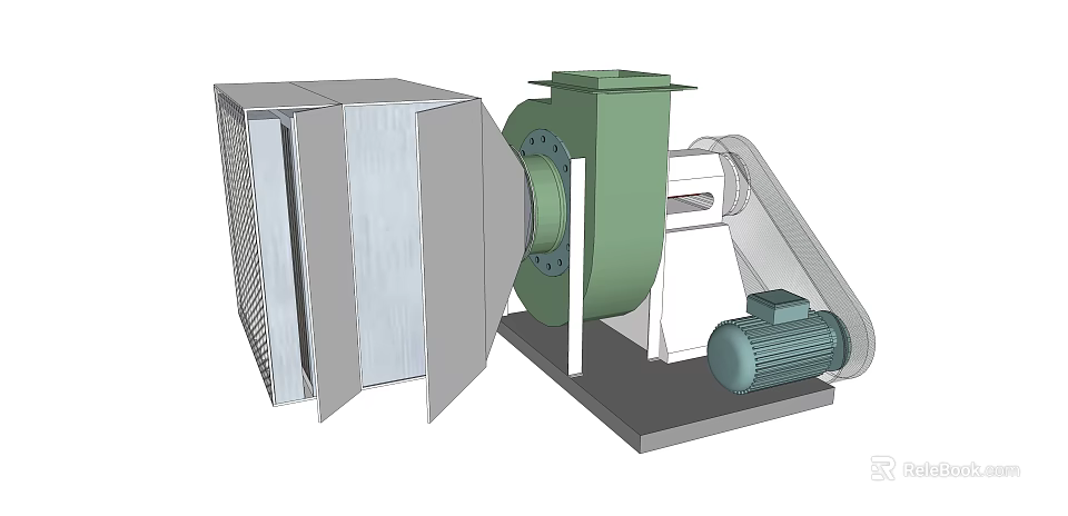 Industrial Mechanical Equipment Featuring Motor Driven Blower Housing And Base Structure 3d model 