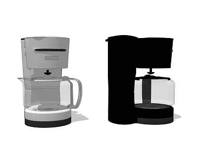 White and Black Coffee Makers As Modern Kitchen Appliances For Home Use 3d model