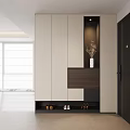Modern Entryway Cabinet With Side Cabinet Light Dark Wood Shoe Storage And Vase Decor