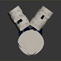 White Mechanical Components With Blue Details Arranged In Row On Dark Reflective Surface
