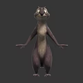 Cute Purple Cartoon Squirrel 3D Model With Big Eyes Long Tail Standing On Dark Background