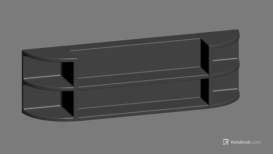 Gray Wall Mounted Shelving Unit With Multiple Storage Compartments And Clean Lines 3d model 