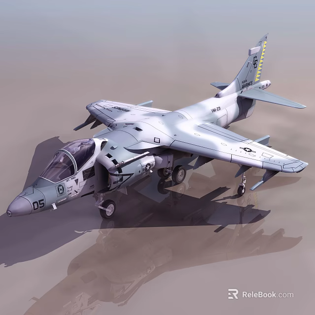 Military Gray Fighter Jet With Landing Gear Extended And 05 Marking Details 3d model 