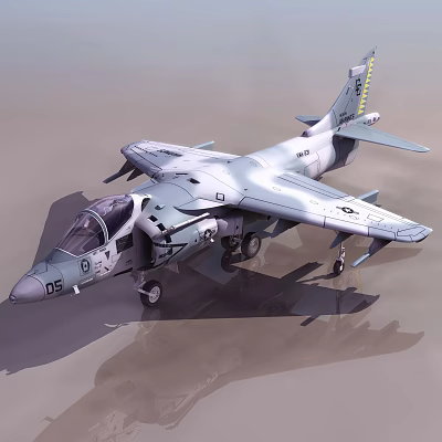 Military Gray Fighter Jet With Landing Gear Extended And 05 Marking Details 3d model