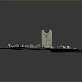 Detailed Ancient Ruins Model Featuring Circular Stone Structure Tower And Grassland
