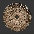 Light Brown Rattan Woven Basket With Openwork Design For Home Storage