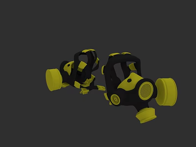 Medical Equipment Two Black And Yellow Protective Gas Masks For Safety 3d model