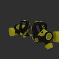Medical Equipment Two Black And Yellow Protective Gas Masks For Safety
