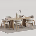 Log Style Dining Table and Chair Combination Nordic Dining Table and Chair Rectangular Dining Table Solid Wood Dining Table Solid Wood Dining Chair Dining Table Ornaments 3d model