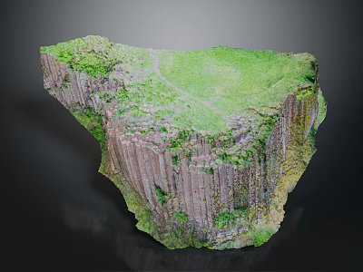 Natural Rock Formation With Green Vegetation Columnar Cliffs And Winding Pathway In Lush Landscape 3d model
