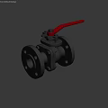 Stainless Steel Ball Valve With Red Handle And Flange Connection On Wooden Floor