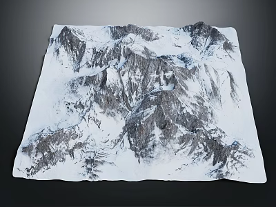 Garden Landscape Design With Snow Covered Mountain Model And Scenic Natural Elements 3d model