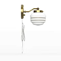 Modern Brass Wall Lamp With White Lampshade And Hanging White Cord
