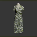 Stylish Leopard Print Wrap Dress with V Neck Short Sleeves and Mid Length Design