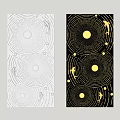 Modern Wall Decor With White Textured Circular Patterns And Black Gold Accent Designs 3d model