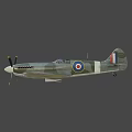 Vintage Green Camouflage Fighter Aircraft With Red Blue Round Insignia On Wings And Propeller