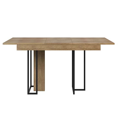 Modern Minimalist Dining Table Design With Wooden Top And Black Metal Legs 3d model