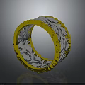 Shiny Gold And Silver Stylish Ring With Intricate Decorative Pattern As Daily Living Accessory