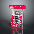 Hi Modern Gasoline Fuel Dispenser With Pink Exterior And EXIT EXPRESS Sign