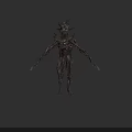 Mysterious Mythical Creature With Spiked Head Intricate Body And Humanoid Figure On Gray Background