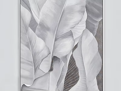 Modern Decorative Picture Frame With Large Leaf Pattern In Monochrome Design 3d model