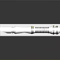 Silver Weapon Knife With Yellow Striped Spiral Handle On Black Display Stand And Dark Reflective Surface