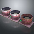 Household Wooden Barrels With Square Textured Bases In Dark And Light Tones