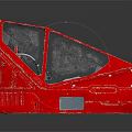 Red Aircraft Cockpit With Transparent Canopy And Blue Dashboard Displays
