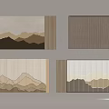 Decorative Background Wall Featuring Mountain Pattern Wooden Frame And Natural Texture Design Variations 3d model