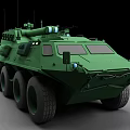 Green Wheeled Tank With Top Mounted Weapon System And Multiple Large Wheels On Dark Background