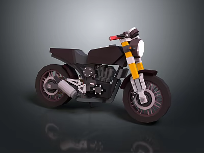Vintage Style Black And Yellow Motorcycle With Headlight Exhaust And Modern Design 3d model